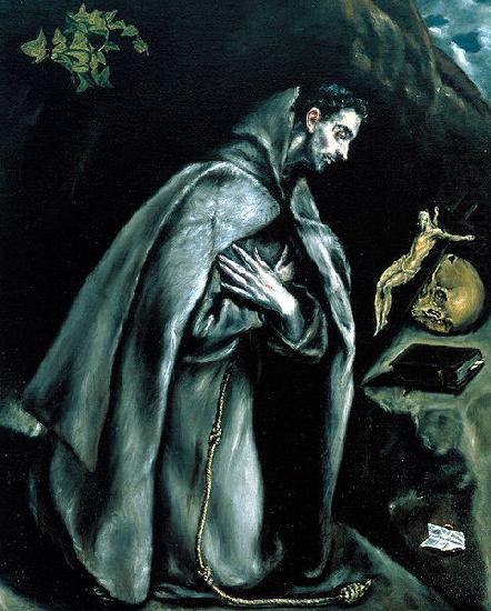 St Francis in Prayer before the Crucifix or Saint Francis Kneeling in Meditation, El Greco